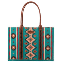 Load image into Gallery viewer, Wrangler Southwestern Pattern Dual Sided Print Canvas Wide Tote