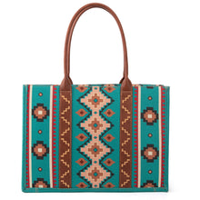Load image into Gallery viewer, Wrangler Southwestern Pattern Dual Sided Print Canvas Wide Tote