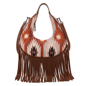 Montana West Aztec Fringe Crescent Crossbody Bag
