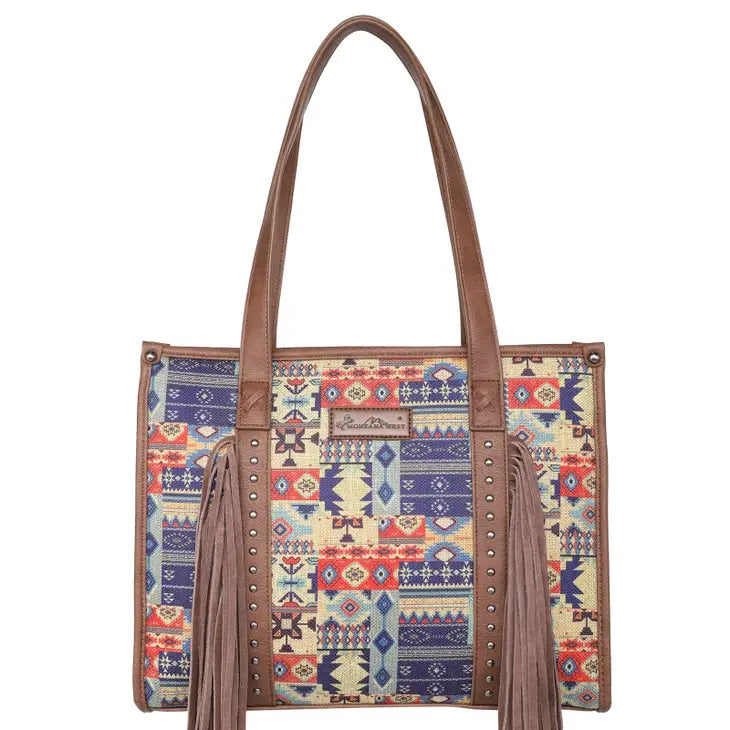 Montana West Aztec Fringe Tote