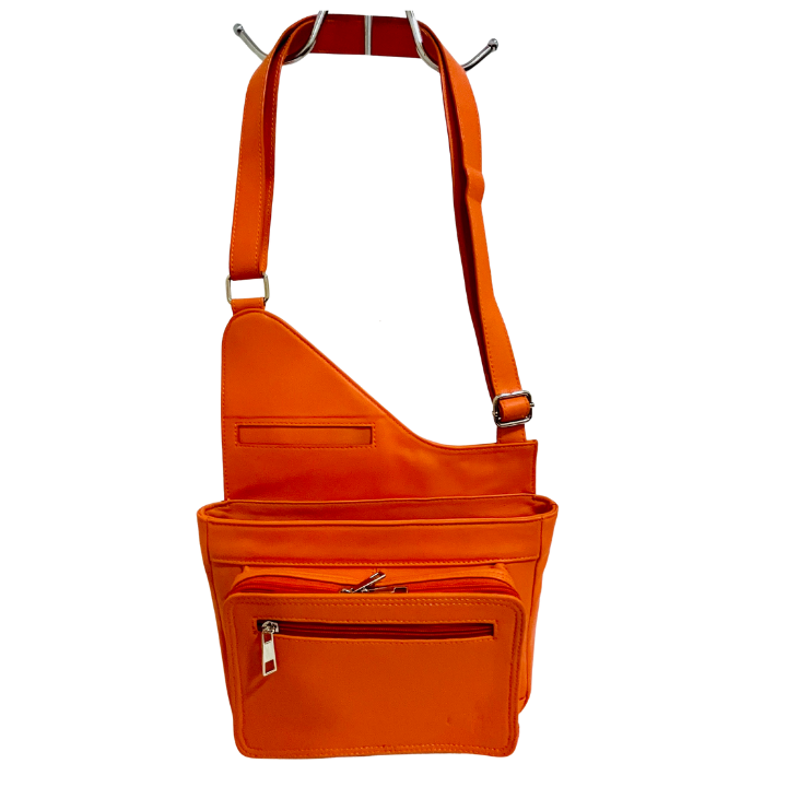 GHAZAL ORANGE - RFID Leather Organizer Crossbody Bag