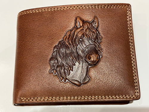 3D Embossed Horse Head RFID Leather Wallet