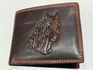 3D Embossed Horse Head RFID Leather Wallet