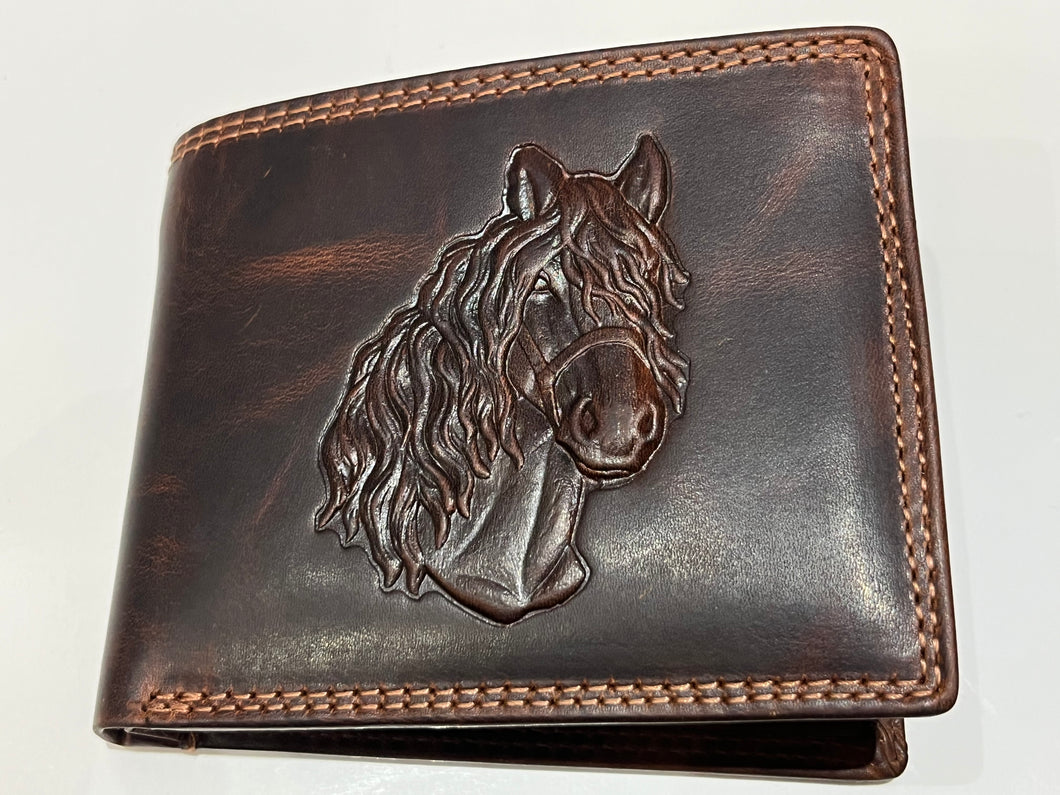 3D Embossed Horse Head RFID Leather Wallet