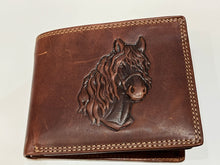Load image into Gallery viewer, 3D Embossed Horse Head RFID Leather Wallet