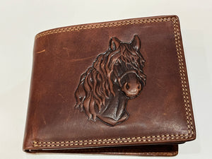3D Embossed Horse Head RFID Leather Wallet