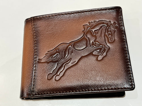 3D Embossed Retro Horse RFID Leather Wallet
