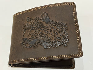 3D Embossed Cougar Head RFID Leather Wallet