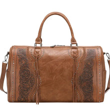 Load image into Gallery viewer, Trinity Ranch Vintage Floral Tooled Weekender Bag