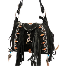Load image into Gallery viewer, Suede  Fringe w/ Diamond Shape Beads