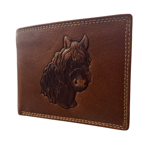 3D Embossed Horse Head RFID Leather Wallet