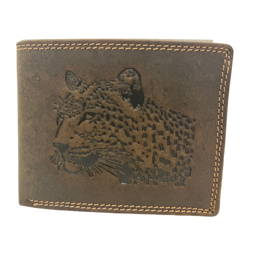3D Embossed Cougar Head RFID Leather Wallet