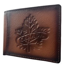 Load image into Gallery viewer, 3D Embossed Maple Leaf Canada RFID Leather Wallet