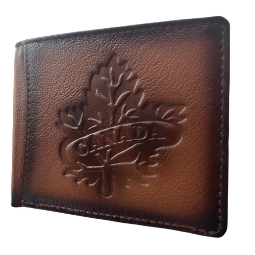 3D Embossed Maple Leaf Canada RFID Leather Wallet