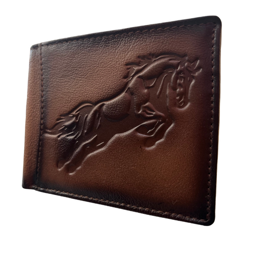 3D Embossed Retro Horse RFID Leather Wallet