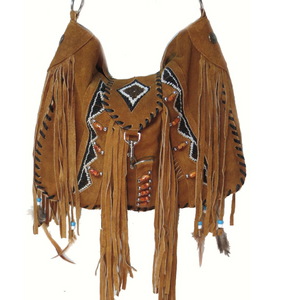 Suede  Fringe w/ Diamond Shape Beads