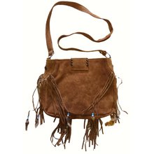 Load image into Gallery viewer, Suede  Fringe w/ Diamond Shape Beads