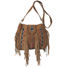 Load image into Gallery viewer, Suede  Fringe w/ Diamond Shape Beads