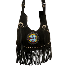 Load image into Gallery viewer, Suede Fringe w/Circle Shape Beads
