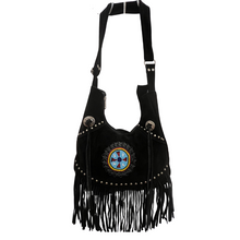 Load image into Gallery viewer, Suede Fringe w/Circle Shape Beads