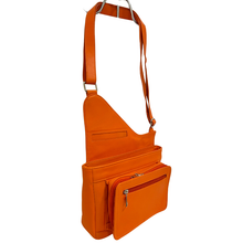 Load image into Gallery viewer, GHAZAL ORANGE - RFID Leather Organizer Crossbody Bag