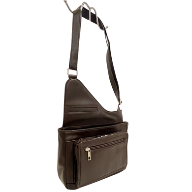 GHAZAL BROWN - RFID Leather Organizer Crossbody Bag