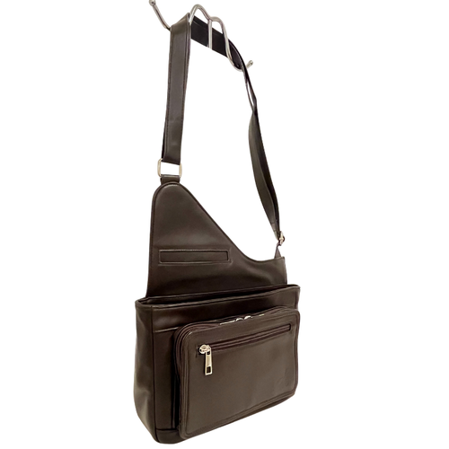 GHAZAL BROWN - RFID Leather Organizer Crossbody Bag