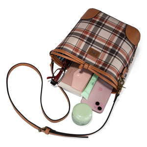 LEE Plaid Canvas Drawstring Bucket Bag