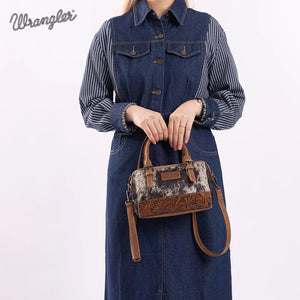 Wrangler Genuine Hair-On Cowhide Barrel Bag