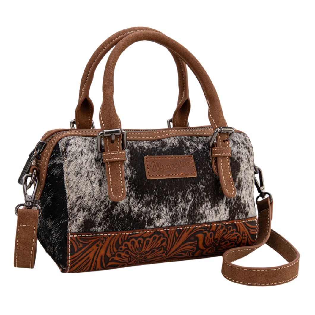 Wrangler Genuine Hair-On Cowhide Barrel Bag