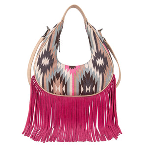 Montana West Aztec Fringe Crescent Crossbody Bag