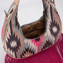 Load image into Gallery viewer, Montana West Aztec Fringe Crescent Crossbody Bag