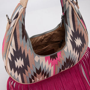Montana West Aztec Fringe Crescent Crossbody Bag
