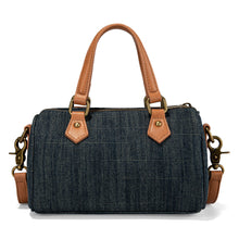 Load image into Gallery viewer, LEE Denim Canvas Barrel Satchel Top Handle Crossbody Bag